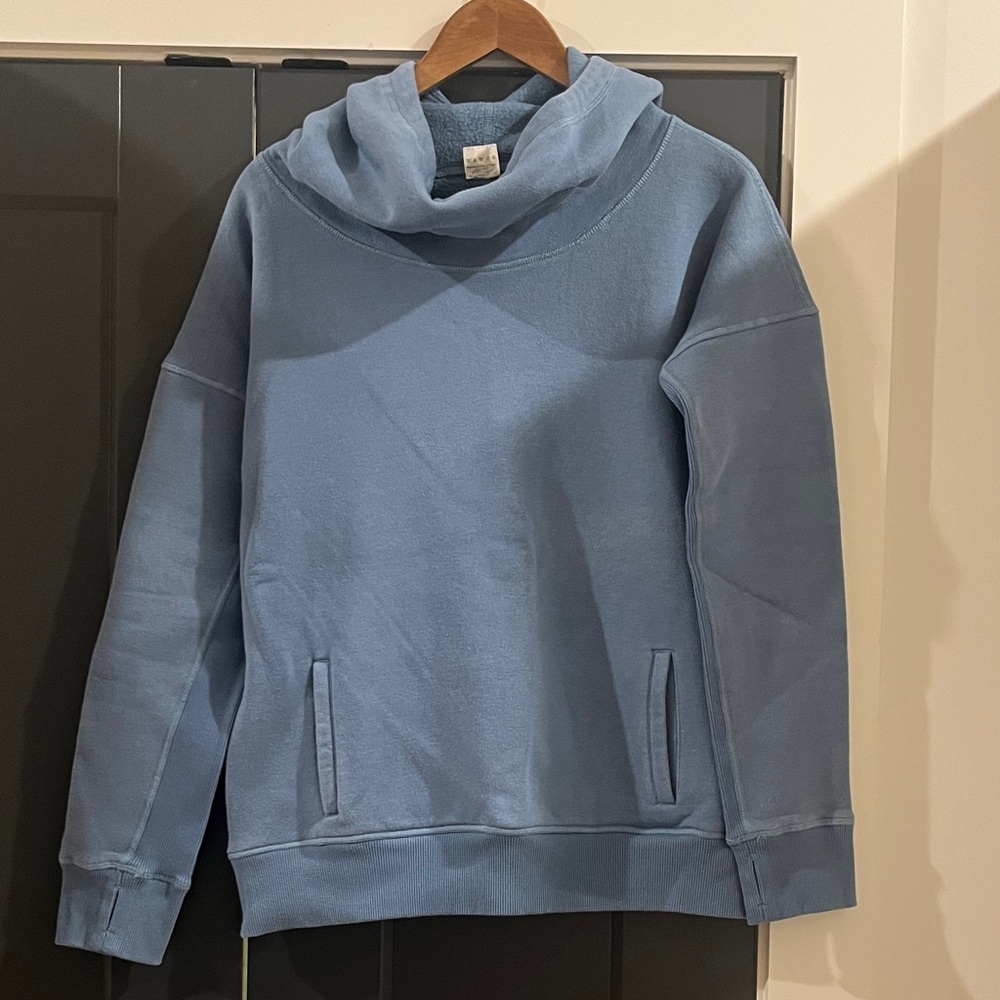 ZYIA Blue Cowl Neck Hooded Sweatshirt